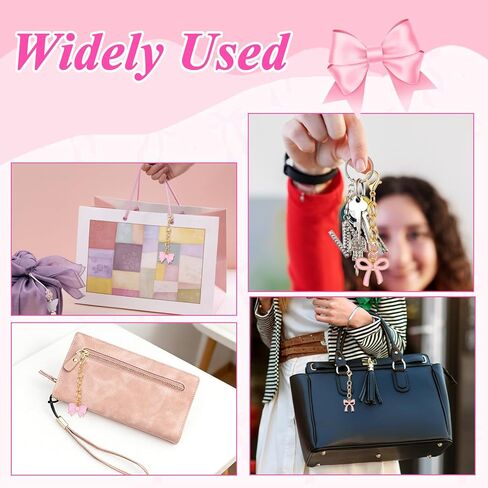Sibba 30 PCS Bag Purse Charms Pink Bow Keychains Cute Bowknot Keychain Aesthetic Key Chains Car Key Chain Keyring Pendant Accessories for Women Wallet Handbag Backpack Charms Carnival Party Favors in Saudi Arabia