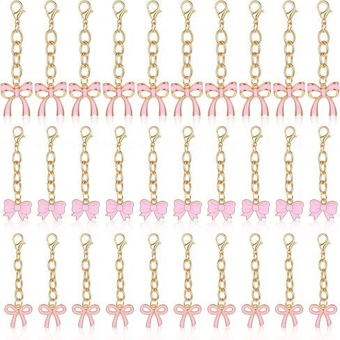 Sibba 30 PCS Bag Purse Charms Pink Bow Keychains Cute Bowknot Keychain Aesthetic Key Chains Car Key Chain Keyring Pendant Accessories for Women Wallet Handbag Backpack Charms Carnival Party Favors in Saudi Arabia