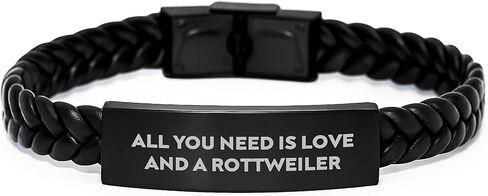 NehalNisha Rottweiler Dog Gifts, Funny Quote Interlaced Leather Bracelet, Gifts from Friends or Family for Rottweiler Dog Lovers on Birthday in Saudi Arabia