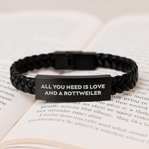 NehalNisha Rottweiler Dog Gifts, Funny Quote Interlaced Leather Bracelet, Gifts from Friends or Family for Rottweiler Dog Lovers on Birthday in Saudi Arabia