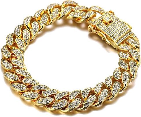 Mens Cuban Link Chain Gold 7.9'' Bracelet Iced Out Thick Bracelet For Women Unisex Bling Diamond Cut Cuban Link Chains For Men Hip Hop Jewelry in Saudi Arabia