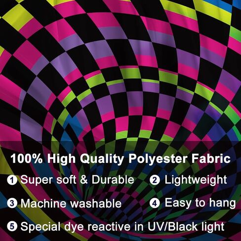 WEBEEDY Black Light 3D Wall Tapestry for Bedroom, 3D Illusion Glow in The Dark Wall Hanging Backdrop UV Reactive Cool Checkerboard Poster Decoration for Gamer Living Room Dorm Gaming Room (59"x51") in Saudi Arabia