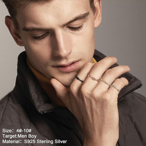 S925 Sterling Silver Gold Plated Fidget Anxiety Rings for Men Spinner Ring for Women Stress Relieving Silent Spinning Stress with Beads Anti Anxiety Unisex Jewelry Christmas Gifts for Him Her Friend in Saudi Arabia