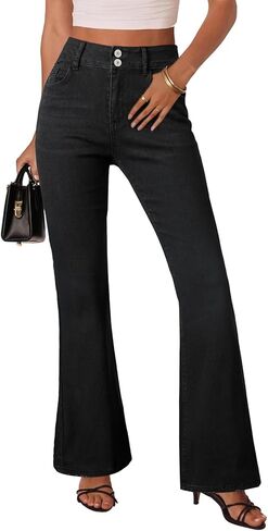 EVALESS Womens Flare Bell Bottom Jeans High Waisted Wide Leg Bootcut Jeans Stretchy Denim Pants in Saudi Arabia