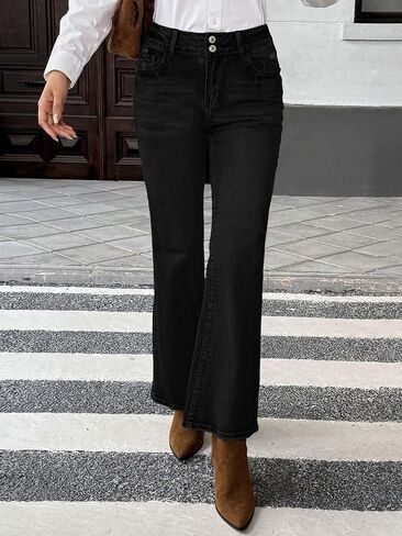 EVALESS Womens Flare Bell Bottom Jeans High Waisted Wide Leg Bootcut Jeans Stretchy Denim Pants in Saudi Arabia