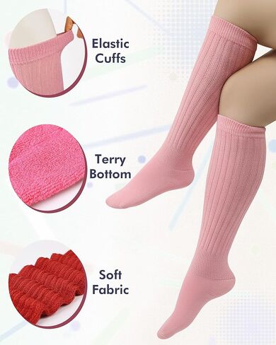 SIXDAYSOX Women’s Slouchy Socks for Women 80s 90s Retro Style Cozy Scrunch Mid Calf Socks 2 Pack in Saudi Arabia