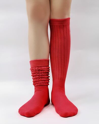 SIXDAYSOX Women’s Slouchy Socks for Women 80s 90s Retro Style Cozy Scrunch Mid Calf Socks 2 Pack in Saudi Arabia