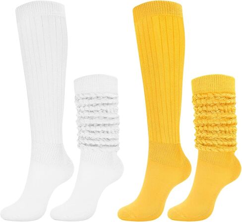 SIXDAYSOX Women’s Slouchy Socks for Women 80s 90s Retro Style Cozy Scrunch Mid Calf Socks 2 Pack in Saudi Arabia