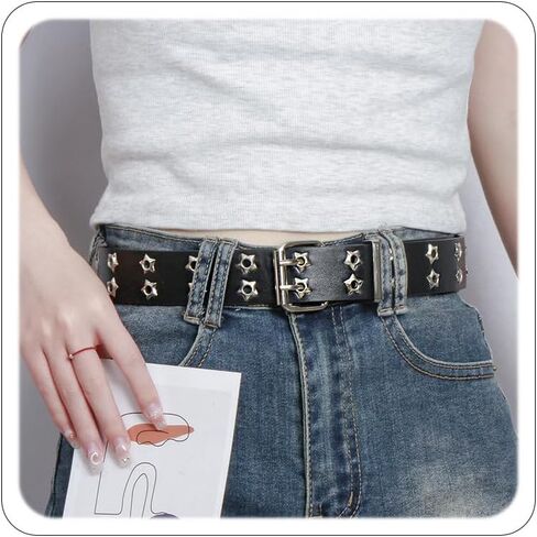 رصع حزام للنساء Y2k حزام كول ستار الشرير بولي Leather حزام خصر جلد ايمو الجرونج مجوهرات الهيب هوب اكسسوارات هالوين زي in Kuwait