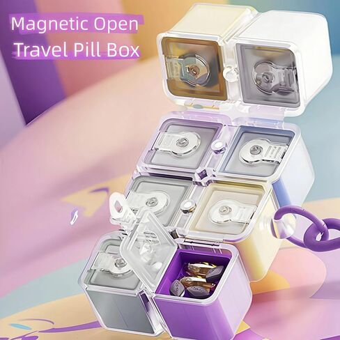 JHONE68 Weekly Pill Organizer, Travel 7 Day Pill Box Case with Magnetic Design, Easy Open Pill Container for 8 Compartments Portable Pill Case Medicine Holder for Vitamins Medication (Multicolor) in Saudi Arabia