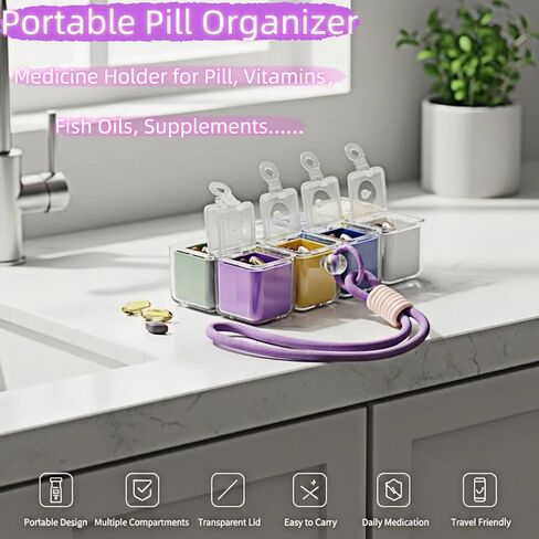 JHONE68 Weekly Pill Organizer, Travel 7 Day Pill Box Case with Magnetic Design, Easy Open Pill Container for 8 Compartments Portable Pill Case Medicine Holder for Vitamins Medication (Multicolor) in Saudi Arabia