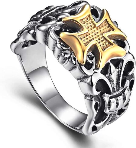 Phuc Minh Cross Anchor Ring for Men - Unique Hip-Hop Punk Style, Classic Design Finger Ring, Adjustable Size in Saudi Arabia