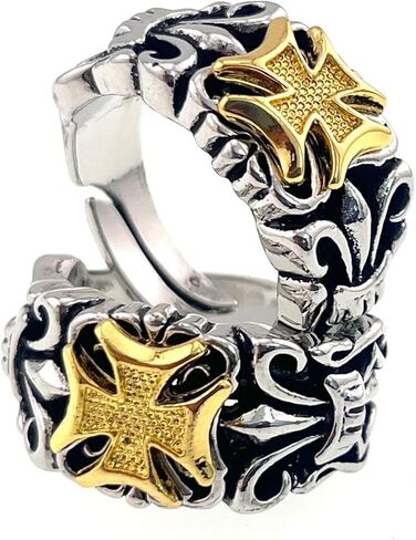 Phuc Minh Cross Anchor Ring for Men - Unique Hip-Hop Punk Style, Classic Design Finger Ring, Adjustable Size in Saudi Arabia