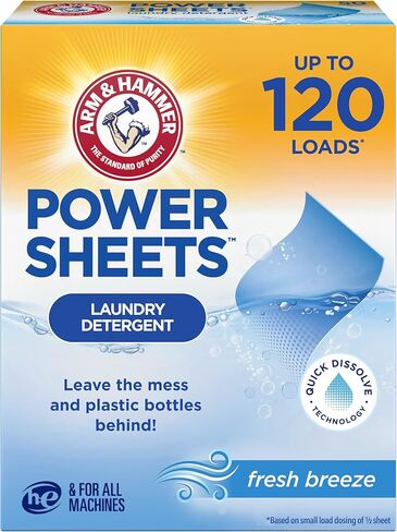Arm & Hammer Power Sheets Laundry Detergent, Fragrance Free 50ct, 50 loads​ in Kuwait