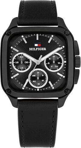Tommy Hilfiger Men's Multifunction Quartz Watch – 37x39mm Tank Case, Calfskin Strap, Sport-Inspired Design - Gift for Him in Kuwait