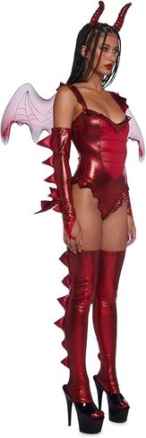 Dolls Kill Fire Breathing Beauty Costume Set by Trickz N’ Treatz – Women’s Red Dragon Bodysuit, Wings & Gloves in Saudi Arabia