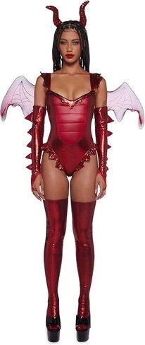 Dolls Kill Fire Breathing Beauty Costume Set by Trickz N’ Treatz – Women’s Red Dragon Bodysuit, Wings & Gloves in Saudi Arabia