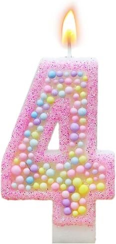 Macaron Birthday Number Candles-Number 4 Candle Birthday Girl, Handmade Macaron 3D Flash Candles, Stunning Celebration Decorations for Girls, Sweet Theme Party Wedding Anniversary Supplies(4) in Saudi Arabia