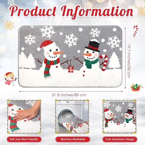 Tinideya Winter Bathroom Rugs 31.5" x 19.7" Winter Bath Mat Non Slip Farmhouse Entrance Welcome Door Mats Holiday Bathroom Decorations for Home Indoors Kitchen(Snowman) in Kuwait