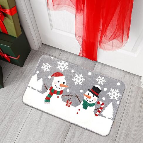 Tinideya Winter Bathroom Rugs 31.5" x 19.7" Winter Bath Mat Non Slip Farmhouse Entrance Welcome Door Mats Holiday Bathroom Decorations for Home Indoors Kitchen(Snowman) in Kuwait