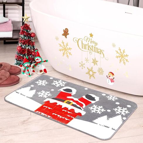 Tinideya Winter Bathroom Rugs 31.5" x 19.7" Winter Bath Mat Non Slip Farmhouse Entrance Welcome Door Mats Holiday Bathroom Decorations for Home Indoors Kitchen(Snowman) in Kuwait