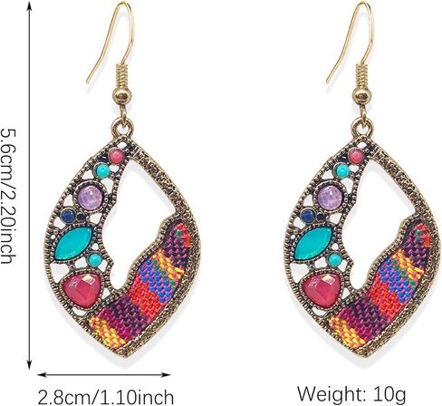 TIANBANGSHI Bohemian Crystal Colourful Woven Earrings Handmade Retro Braid Teardrop Drop Dangle Earrings for Women in Saudi Arabia