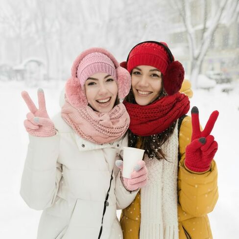 طقم تدفئة شتوي متماسك مكون من 30 قطعة من Cutecrop يشتمل على وشاح صغير وقفازات تعمل باللمس وعصابة رأس وغطاء للأذنين دافئ للشتاء للمشردين in Saudi Arabia
