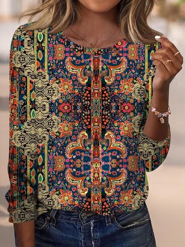 Women Long Sleeve Crew Neck Tops Casual Tunic Shirts Fall Clothes Trendy Pullover Blouses Womens Fall Tops in Saudi Arabia
