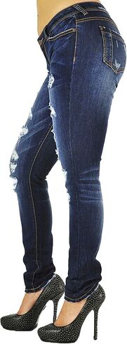 Poetic Justice Women's Curvy Fit Dark Indigo Stretch Denim Low Rise Skinny Jeans in Saudi Arabia