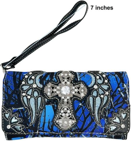 Lucazzi Western Camouflage Cross Wallet for Women - Camo Clutch Wristlet in Saudi Arabia