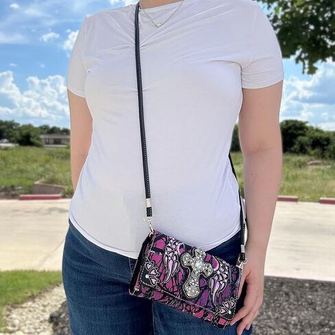 Lucazzi Western Camouflage Cross Wallet for Women - Camo Clutch Wristlet in Saudi Arabia