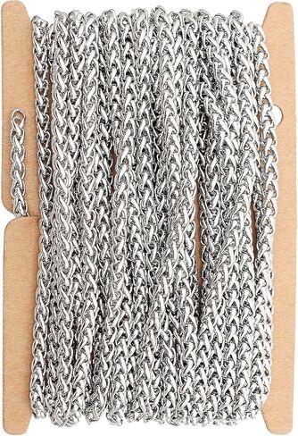 THREENEST 16.4-Feet Width 4mm Stainless Steel Extander Chains, Soldered Cable Craft Tail Curb Chain for Necklace Bracelet Earring Jewelry Making (2182-5M) in Kuwait