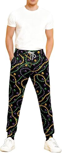 COSLILLI Mens Mardi Gras Jogger Sweatpants 3D Printed Casual Workout Track Pants Halloween in Saudi Arabia