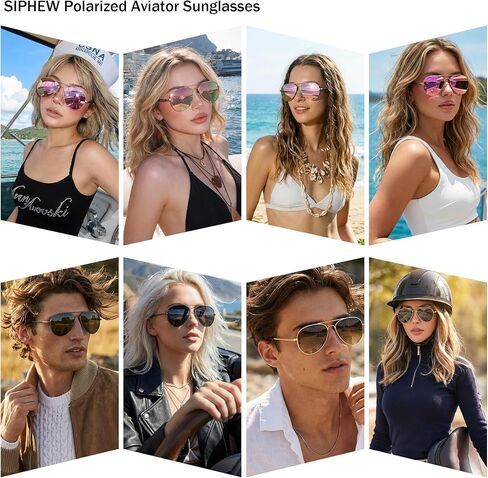 نظارات شمسية مستقطبة للنساء من SIPHEW - نظارة شمسية بجسر مزدوج عاكسة كبيرة الحجم مع حماية من الأشعة فوق البنفسجية للنساء والرجال in Kuwait