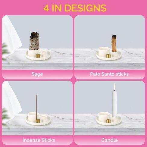 LotusGlow Incense Holder, Sage Holder for Burning, Incense Stick Holder, All in One Ceramic Holder for Meditation and Room Home Decor in Saudi Arabia