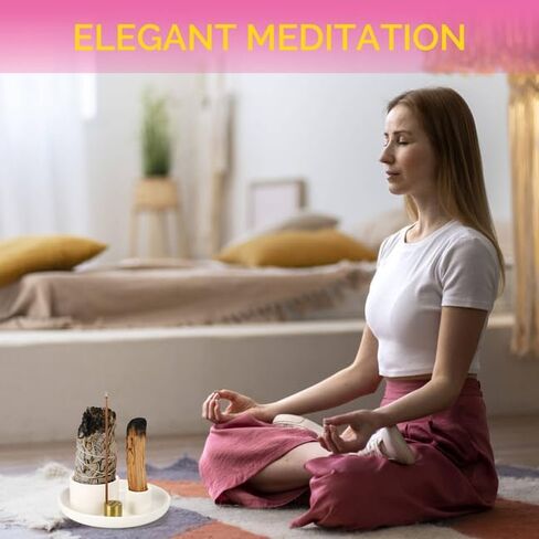 LotusGlow Incense Holder, Sage Holder for Burning, Incense Stick Holder, All in One Ceramic Holder for Meditation and Room Home Decor in Saudi Arabia