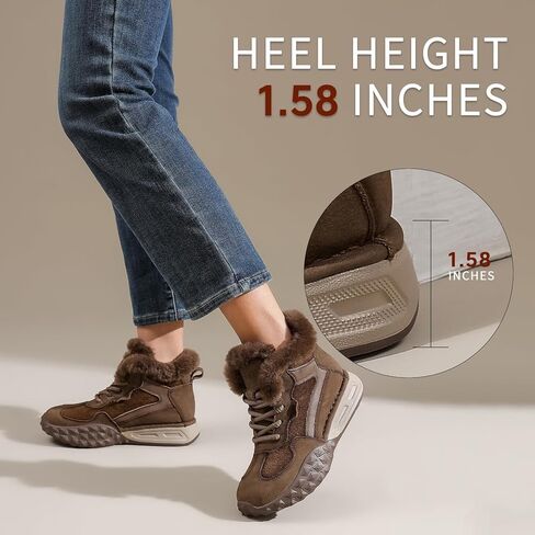 أحذية Drikler النسائية للثلج في الشتاء، أحذية نسائية دافئة مبطنة بالفرو للكاحل، أحذية مريحة للاستخدام في الهواء الطلق، أحذية رياضية مسطحة للنساء in Saudi Arabia