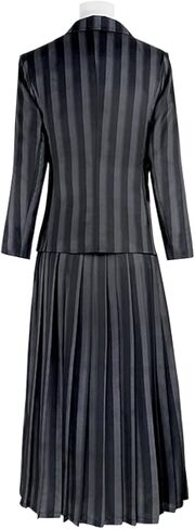 Women Goth School Uniform Cosplay Costume Pleated Dress Skirt Grey Stripes Suit Party Halloween Outfits in Saudi Arabia