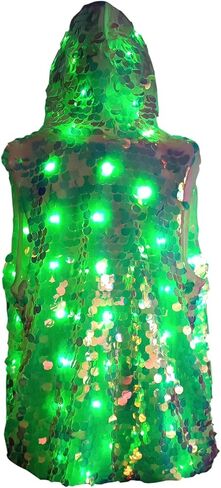 شهم إمرأة بنات للجنسين 15 لون LED أضواء التألق الترتر سترة فستان بتصميم حالم لحفلة الهالوين أداء زي in Kuwait