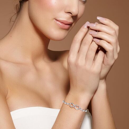Silver Infinity Heart Bracelets for Women Hypoallergenic Silver Plated Cubic Zirconia Dainty Women’s Jewelry Perfect Gifts for Mom in Saudi Arabia