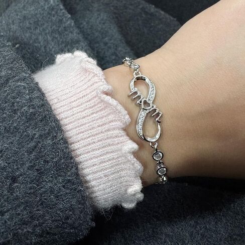 Silver Infinity Heart Bracelets for Women Hypoallergenic Silver Plated Cubic Zirconia Dainty Women’s Jewelry Perfect Gifts for Mom in Saudi Arabia