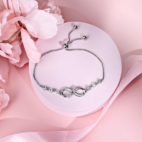 Silver Infinity Heart Bracelets for Women Hypoallergenic Silver Plated Cubic Zirconia Dainty Women’s Jewelry Perfect Gifts for Mom in Saudi Arabia
