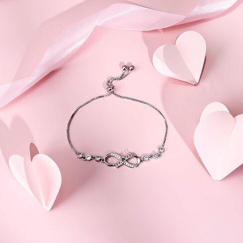 Silver Infinity Heart Bracelets for Women Hypoallergenic Silver Plated Cubic Zirconia Dainty Women’s Jewelry Perfect Gifts for Mom in Saudi Arabia