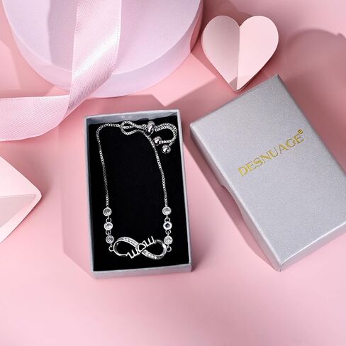 Silver Infinity Heart Bracelets for Women Hypoallergenic Silver Plated Cubic Zirconia Dainty Women’s Jewelry Perfect Gifts for Mom in Saudi Arabia