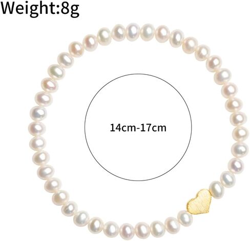 GIGB PBDK Gold Heart Pearl Stretch Bracelet for Women Fashion Exquisite Pearl Love Statement Bangles Minimalist Pearl Elastic Bracelet Valentine's Day Jewelry in Saudi Arabia
