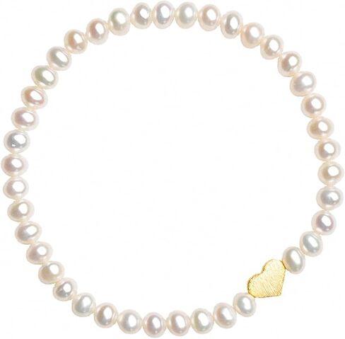 GIGB PBDK Gold Heart Pearl Stretch Bracelet for Women Fashion Exquisite Pearl Love Statement Bangles Minimalist Pearl Elastic Bracelet Valentine's Day Jewelry in Saudi Arabia