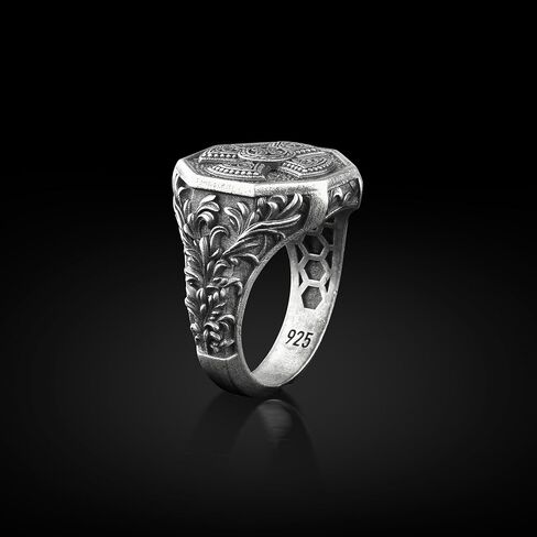 the roller stone - Silver Celtic Knot in Cross Signet Ring, Engraved Trinity and Infinity Knot in Cross Patte Ring, Minimalist Mythology Jewelry in Saudi Arabia