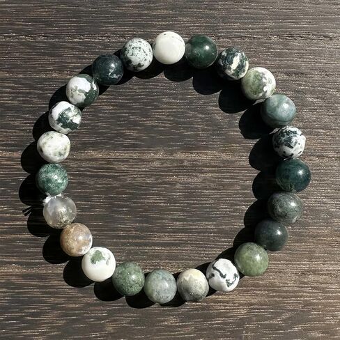 Beaded Stretch Bracelets for Women Moss Agate Bracelet for Wealth Fortune Jewelry Gift Perfect for Seeking Peace Good Luck in Saudi Arabia