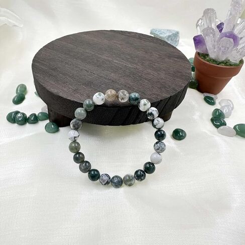 Beaded Stretch Bracelets for Women Moss Agate Bracelet for Wealth Fortune Jewelry Gift Perfect for Seeking Peace Good Luck in Saudi Arabia