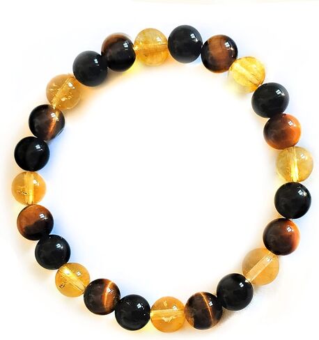 WFJ Citrine, Yellow Tiger Eye, Onyx Triple Protection Bracelet for Men and women (8MM) 19cm in Saudi Arabia